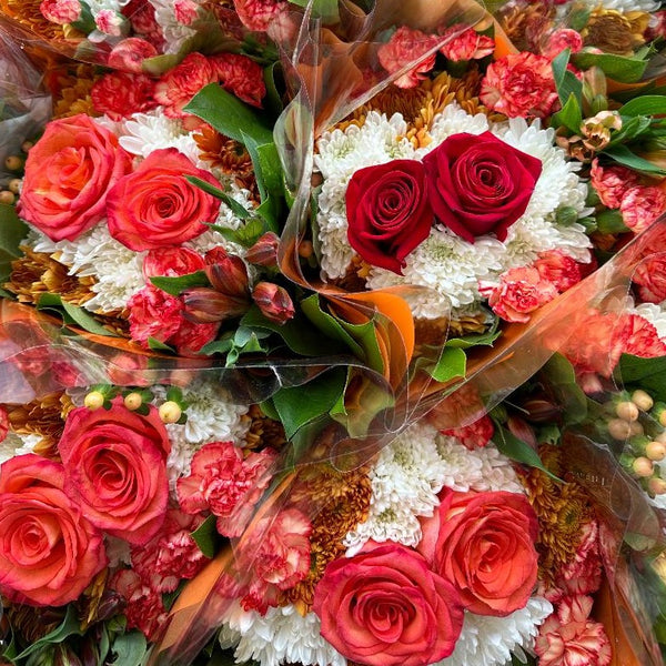 Orange, White & Fall 2-Rose Bouquet