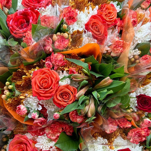 Orange, White & Fall 2-Rose Bouquet