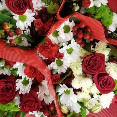 Red, White & Green Seasonal Bouquet